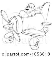 Poster, Art Print Of Coloring Page Outline Of A Pilot Flying A Little Plane