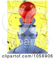 Royalty Free CGI Clip Art Illustration Of A 3d Grungy Head With A Light Bulb