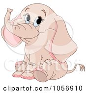 Cute Pink Female Elephant Sitting