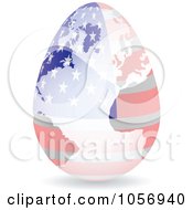 Poster, Art Print Of 3d American Flag Egg Globe With A Shadow