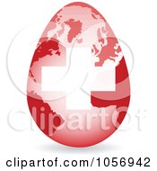 Poster, Art Print Of 3d Swiss Flag Egg Globe With A Shadow
