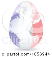 3d French Flag Egg Globe With A Shadow