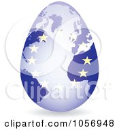 3d European Flag Egg Globe With A Shadow