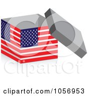 3d Open American Flag Box With A Shadow