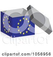 3d Open European Flag Box With A Shadow