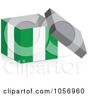 3d Open Nigerian Flag Box With A Shadow