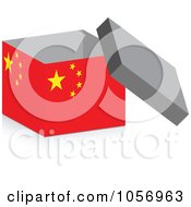 3d Open Chinese Flag Box With A Shadow