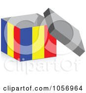 3d Open Romanian Flag Box With A Shadow
