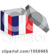 Royalty Free Vector Clip Art Illustration Of A 3d Open French Flag Box With A Shadow