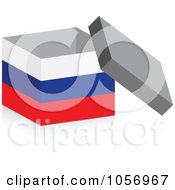 3d Open Russian Flag Box With A Shadow