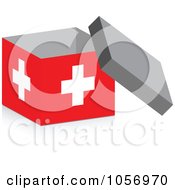 Royalty Free Vector Clip Art Illustration Of A 3d Open Swiss Flag Box With A Shadow