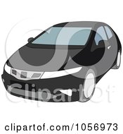 Royalty Free Vector Clip Art Illustration Of A Sporty Black Compact Car by Andrei Marincas