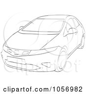 Royalty Free Vector Clip Art Illustration Of An Outlined Sporty Compact Car by Andrei Marincas