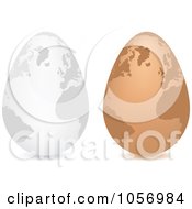 Digital Collage Of 3d White And Brown Egg Globes