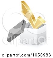 Royalty Free Vector Clip Art Illustration Of A 3d Golden Check Mark Over An Open Box by Andrei Marincas