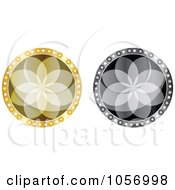 Poster, Art Print Of Digital Collage Of Grayscale And Golden Floral Medallion