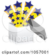 Royalty Free Vector Clip Art Illustration Of 3d European Stars Bursting Out Of An Open Box by Andrei Marincas