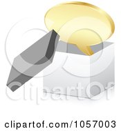 Royalty Free Vector Clip Art Illustration Of A 3d Golden Chat Bubble Over An Open Box