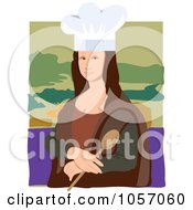 Portrait Of Mona Lisa As A Chef With White Edges