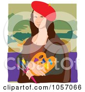 Poster, Art Print Of Portrait Of Mona Lisa As An Artist With White Edges