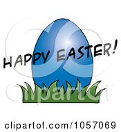 Poster, Art Print Of Happy Easter Greeting Over A Blue Egg