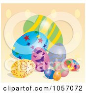 Poster, Art Print Of Easter Eggs On A Polka Dot Background