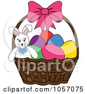 Poster, Art Print Of Bunny In A Basket With Easter Eggs