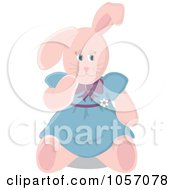 Royalty Free Vector Clip Art Illustration Of A Stuffed Female Bunny Rabbit In A Blue Dress