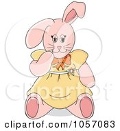 Royalty Free Vector Clip Art Illustration Of A Stuffed Female Bunny Rabbit In An Orange Dress