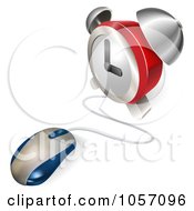 Royalty Free Vector Clip Art Illustration Of A 3d Computer Mouse Connected To An Alarm Clock