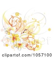 Poster, Art Print Of Corner Design Element Of Plumeria Flowers Vines And Grunge