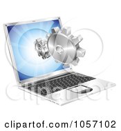 Poster, Art Print Of 3d Gears Coming Out Of A Laptop Screen