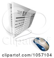 3d Computer Mouse Connected To A Daily Newspaper