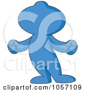 Royalty Free Vector Clip Art Illustration Of A Blue Toon Guy Looking Upwards