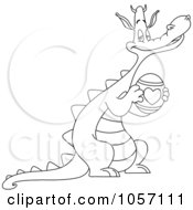 Royalty Free Vector Clip Art Illustration Of A Coloring Page Outline Of A Dragon Holding An Easter Egg by yayayoyo