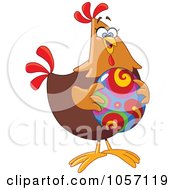 Poster, Art Print Of Chicken Holding A Colorful Easter Egg