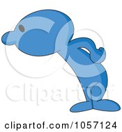 Royalty Free Vector Clip Art Illustration Of A Blue Toon Guy Looking