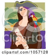Poster, Art Print Of Portrait Of Mona Lisa As A Pirate With White Edges