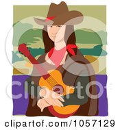 Portrait Of Mona Lisa As A Cowgirl With White Edges