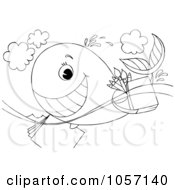 Poster, Art Print Of Coloring Page Outline Of An Artist Whale Swimming With Supplies