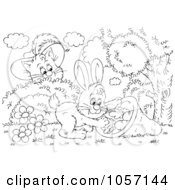 Poster, Art Print Of Coloring Page Outline Of Puss In Boots Watching A Rabbit