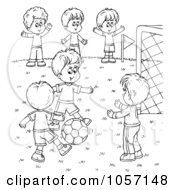 Poster, Art Print Of Coloring Page Outline Of Boys Playing Soccer