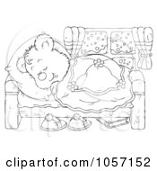 Poster, Art Print Of Coloring Page Outline Of A Sleeping Bear