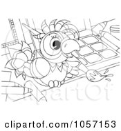 Poster, Art Print Of Coloring Page Outline Of A Parrot Artist Painting