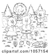 Poster, Art Print Of Coloring Page Outline Of A Bear Family Outside