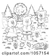 Royalty Free Clip Art Illustration Of A Coloring Page Outline Of A Bear Family Outside