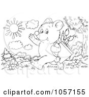 Poster, Art Print Of Coloring Page Outline Of A Bear Cub Walking To School