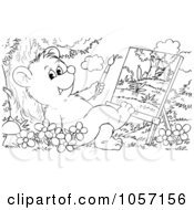 Poster, Art Print Of Coloring Page Outline Of A Bear Cub Painting