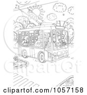 Poster, Art Print Of Coloring Page Outline Of People Using A Public Tram - 1