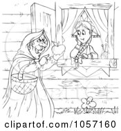 Poster, Art Print Of Coloring Page Outline Of A Witch Handing A Girl A Poisoned Apple